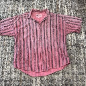 Vintage 90’s Casual Pink and Black Striped Shirt